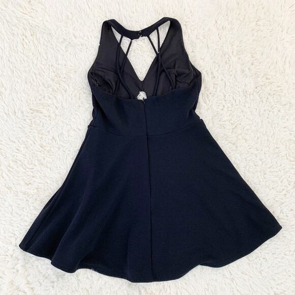 BEBE Black Sexy Cutout Flare Skater Halter Lined Dress size Large - Picture 6 of 13